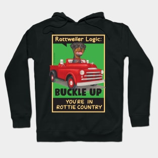 Rottweiler in red truck Hoodie